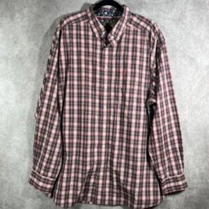 Ariat Shirt Mens 2XL Red Plaid Wrinkle Free Long Sleeve Outdoor Western Cowboy